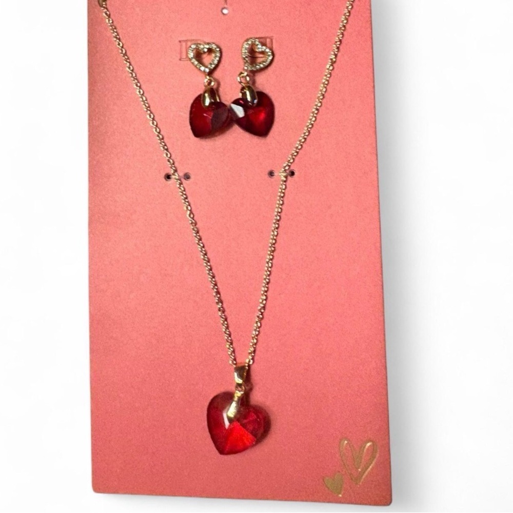 Gold and Red Heart Jewelry Set - Picture 6 of 7